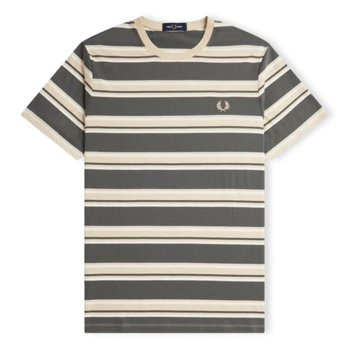 Fred Perry T-shirt T-shirt Uomo Stripe Fango grigio P24-FRED PERRYM6557-U98P-S - Francavilla Moda